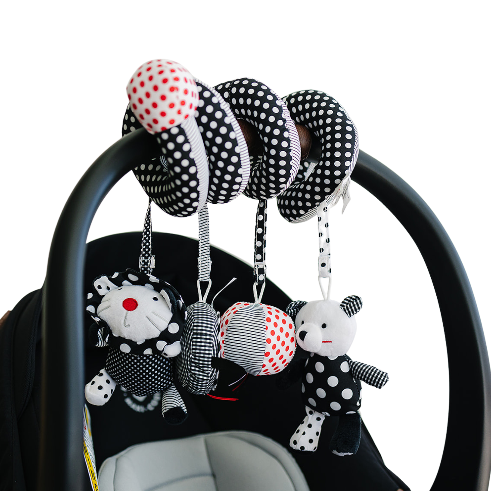 Carseat Toy with 4 Hanging Toys for Car Seat Stroller Crib Genius Babies Toys