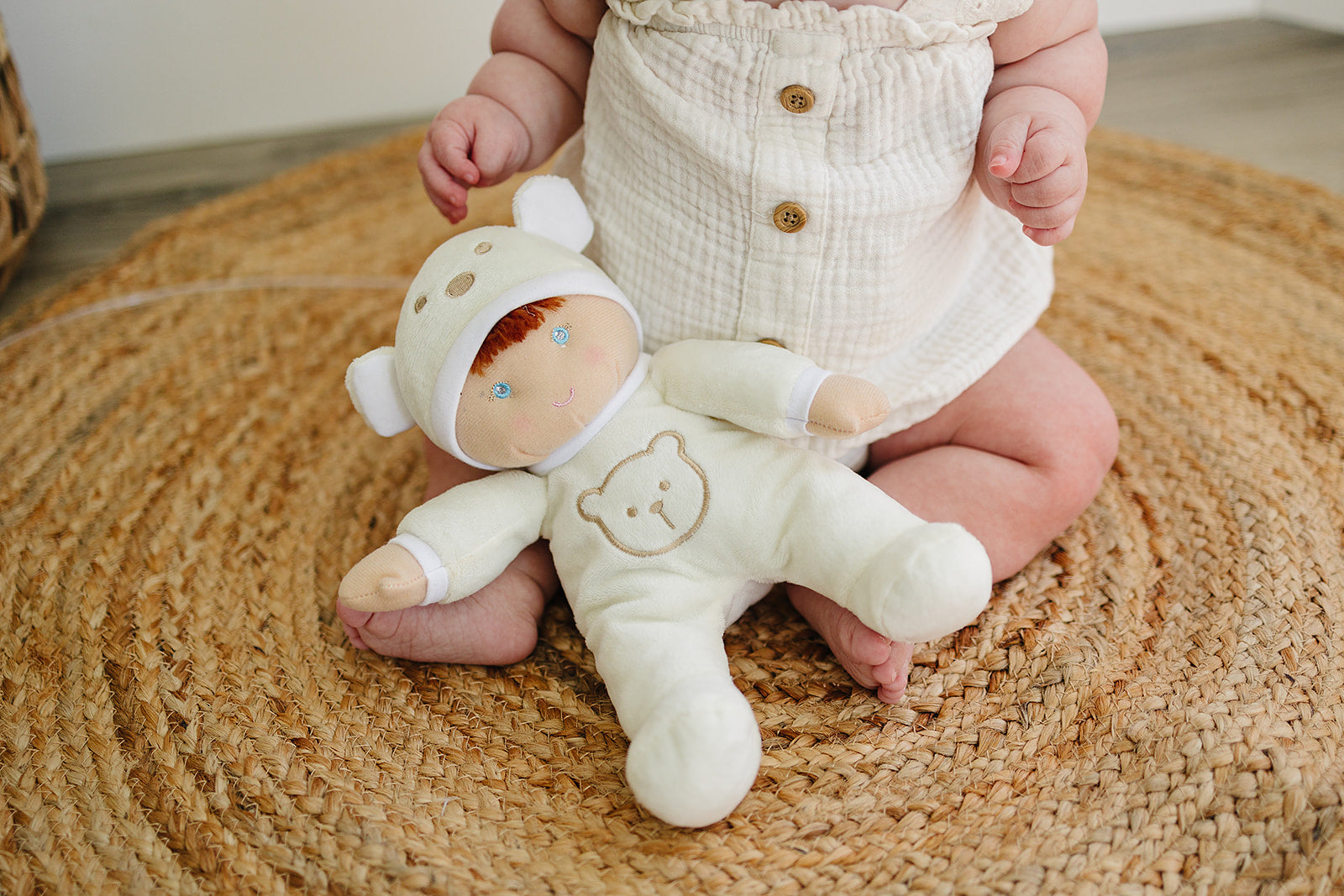 My First Unisex Baby Doll in Yellow with Rattle