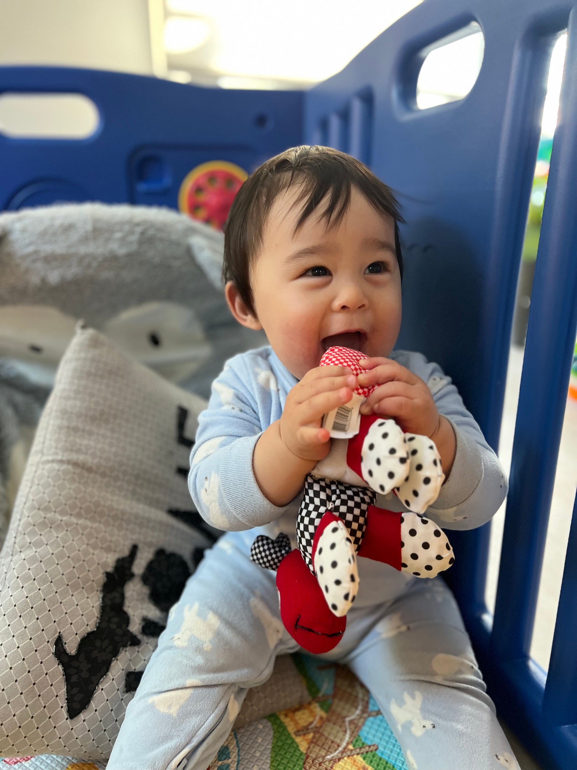 Baby Luke Playing with Caterpillar Teether